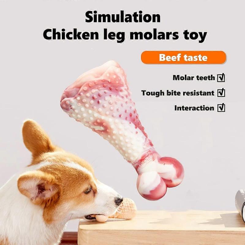 Dog Chew Toy, Dog Toothbrush Toys for Aggressive Chewing, Dog Toy for Cleaning Teeth, Drumstick, Beef Flavor