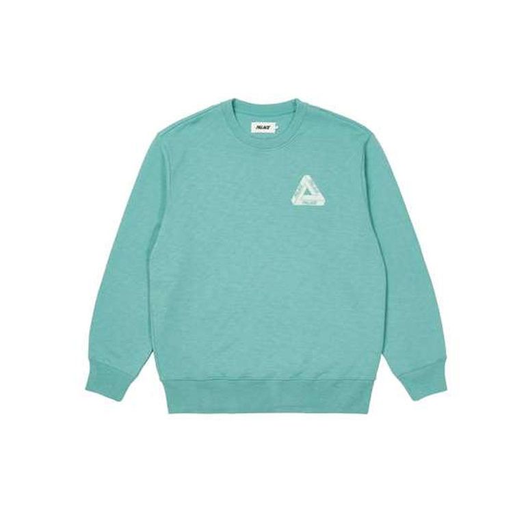 Palace Slub Crew Neck Sweatshirt With Triangle Logo Print Unisex Tops Mint-Green P21CS072