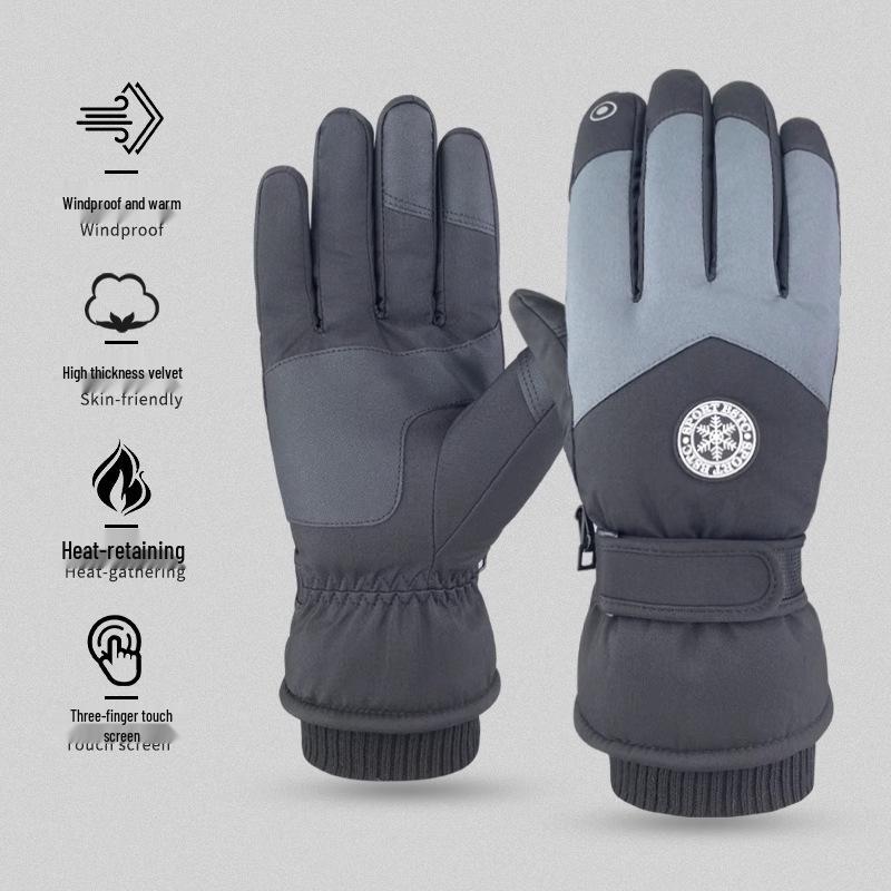 Unisex vinterskidhandskar: Vindtät, Vattentät, Fleecefodrad, Pekskärmskompatibel för Cykling eller Utomhusaktiviteter