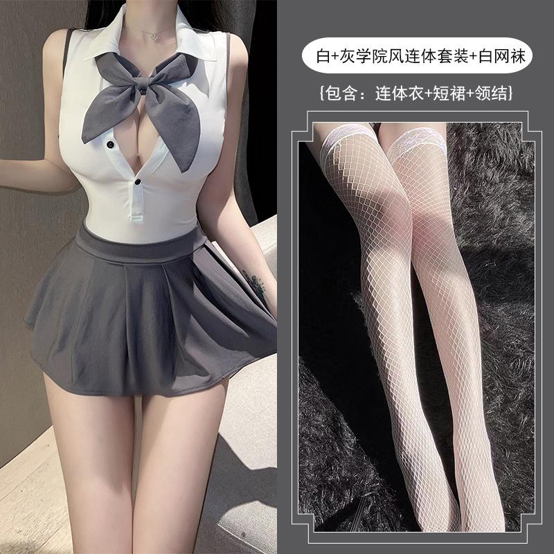 Sex underwear sexy pure desire style student dress backless temptation hot one-piece JK skirt