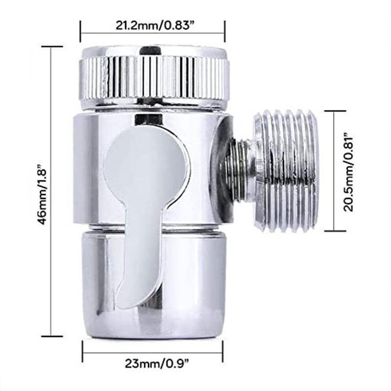 Alloy Dual Outlet Faucet Diverter Valve With 22mm To 24mm Adapter Shower Head Attachment