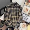 New retro woolen polished plaid shirt jacket women's lazy style loose casual versatile and thin lapel shirt