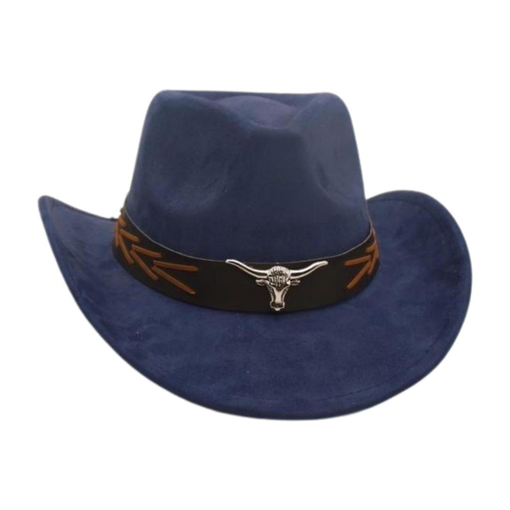 Ethnic Style Brown Cow Head Suede Top Hat Western Cowboy Hat Stage Jazz Hat