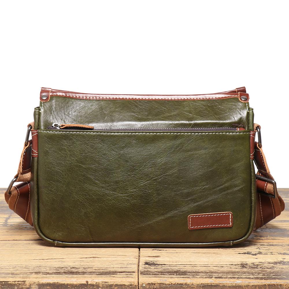 

New Men s Genuine Leather Shoulder Bag, Top Layer Cowhide Crossbody Backpack, Trendy Pairing with Commuter Mailman Bag