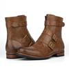 Autumn Winter New Designer Men Boots Fashion Casual Vintage Metal Buckle Side Zipper Low Heel Denim Cowboy Boots Shoes Man