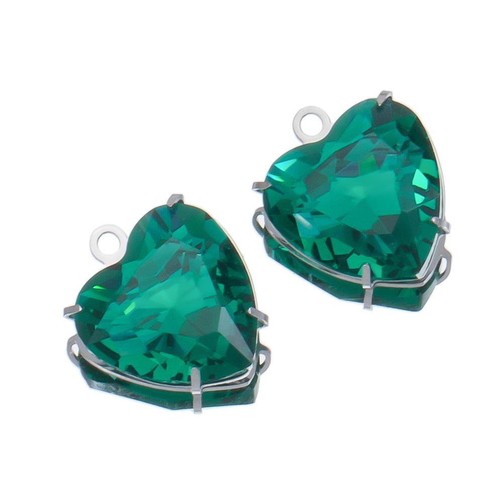 5pcs Stainless Steel Zircon Heart Pendants Base Clear Crystal Charm Beads with Hole for Necklace Making DIY Ear Jewelry Findings