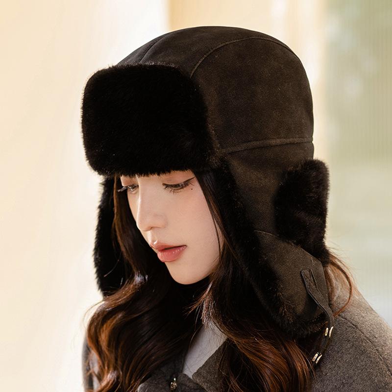 Unisex Sports Balaclava Hat with Ear Warmer - Furry Thermal Trapper Hat with Elasticity for Winter Outdoor Activities