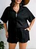 2026 European Plus Size Pleated Short-Sleeve Cardigan & Shorts Set - Women's Casual Vacation Suit