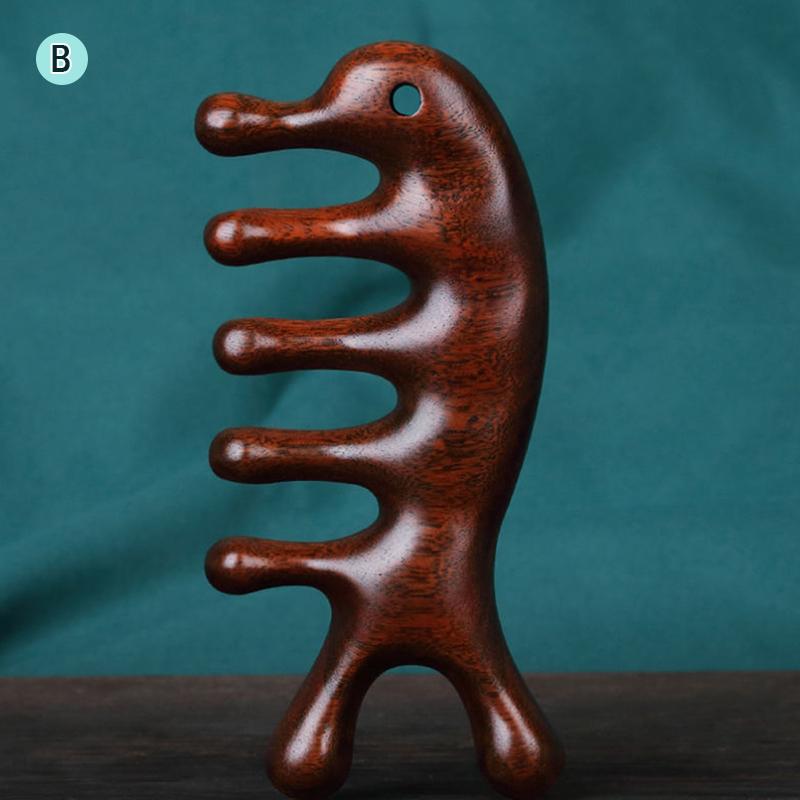 1Pc Sandalwood Eye Nose Meridian Massager Body Facial Massage Comb Wooden Handle Sandalwood Acupuncture Point Massager