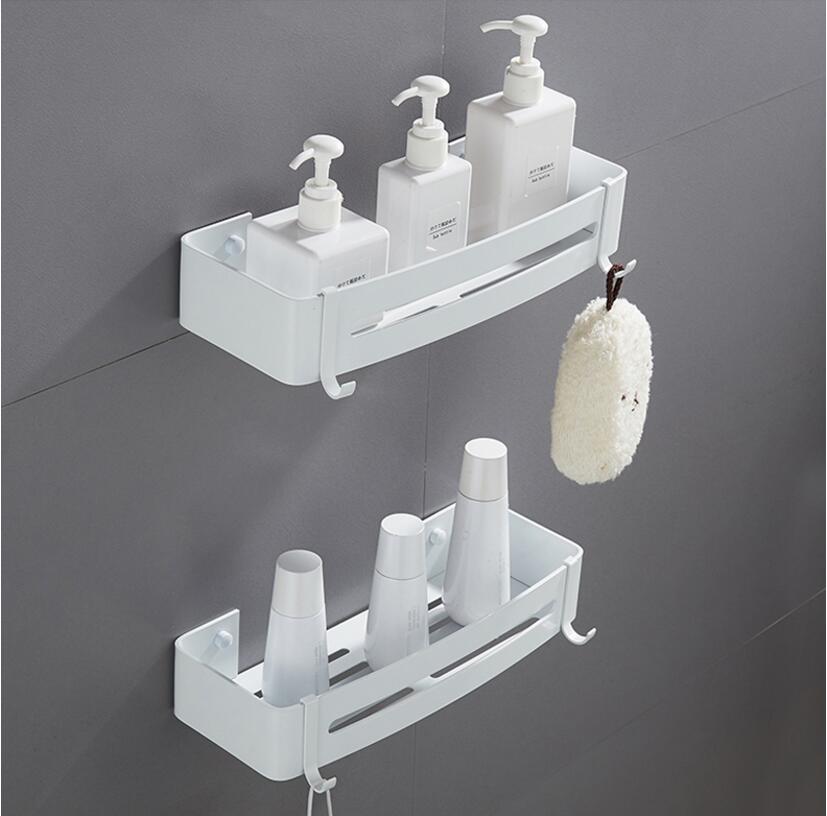 Tuqiu Bathroom Corner Shelf Wall Mounted White Aluminum Bathroom Shower Shelf Bath Shampoo Holder Basket Holder Corner Shelf