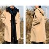 Fałszywe 2 szt. Wiatrówka Wiosna Duży rozmiar Bluza z kapturem Mężczyźni Casual Luźny płaszcz Jednolity kolor Wygodna kurtka Długa