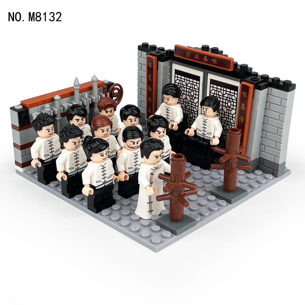 8132 Wushu Halle Wing Chun Kinder Zusammenbauen Kleinteile Baustein Spielzeug Grundplatte Cartoon Figur