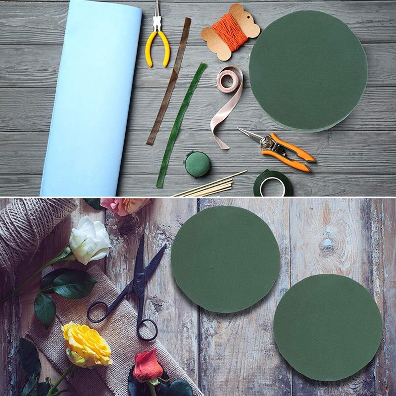 6Pcs Diy Round Floral Foam Bricks Flowers Mud Green Florist Styrofoam Blocks Wedding Birthday Flower Arrangement Materials