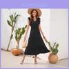 Casual V Neck High Waist Cake Dress For Summer Vacation And Travel