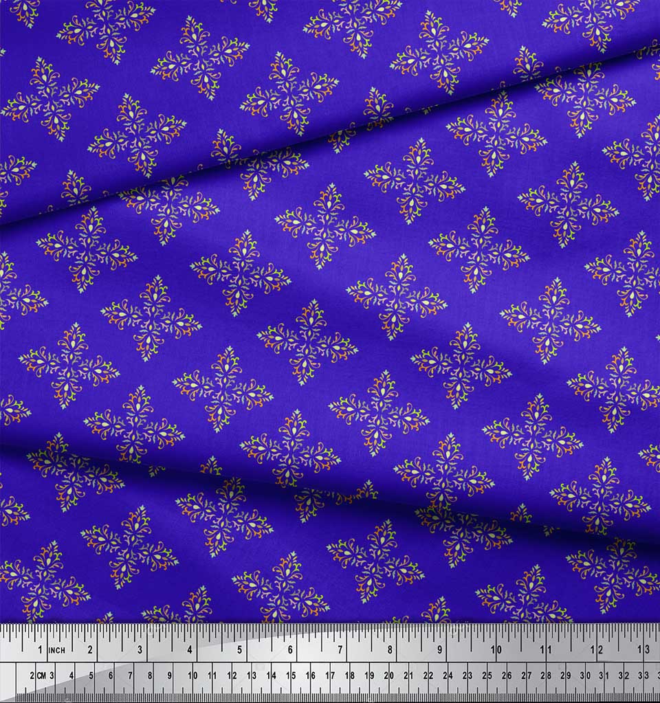 Soimoi Țesătură Satin Crep Japonez Maro cu Imprimeu Artistic Damasc cu Flori Țesătură la Metru 42 Inch