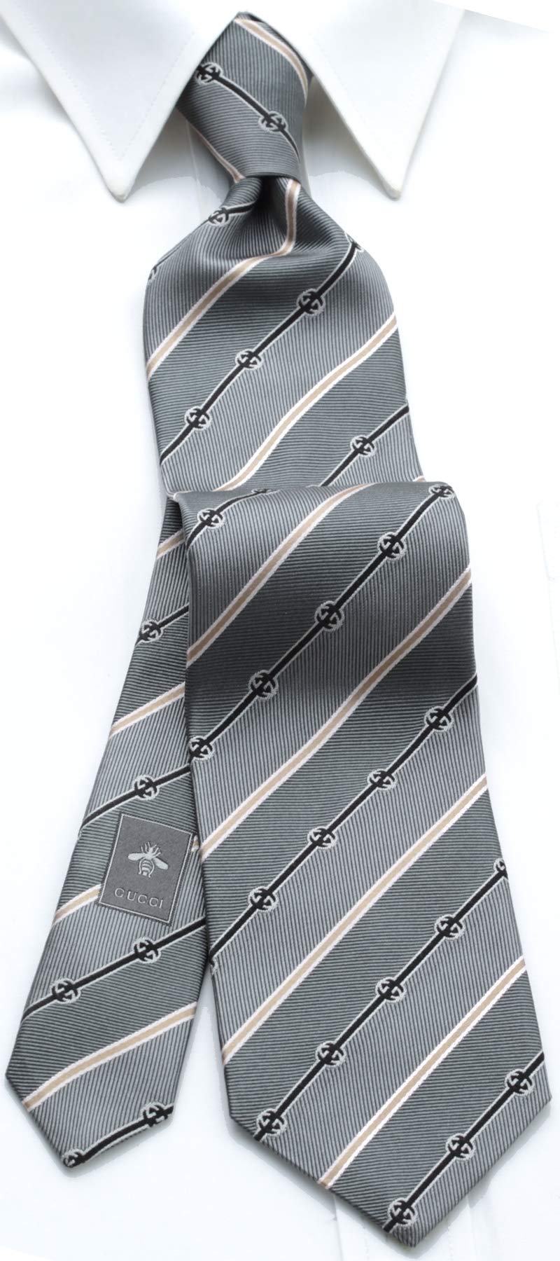 Gucci Gray Tie, Stripes, GUJ-828 [Used] серый