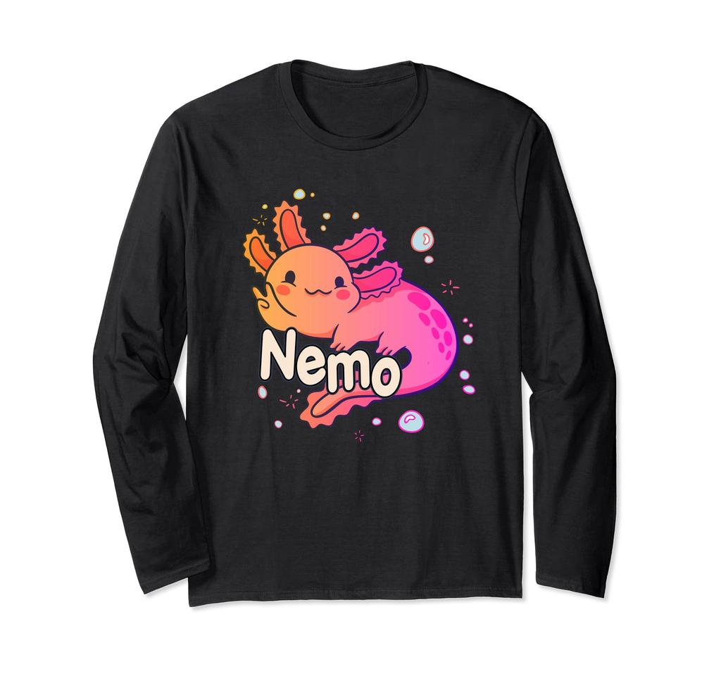 NEMO - Cute Boy's Name with adorable AXOLOTL long sleeve T-shirt