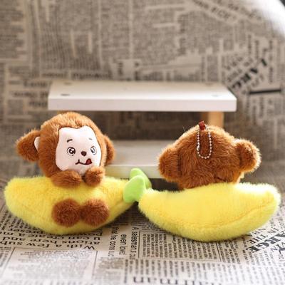 1 Peça Adorável Chaveiro Charme Macaco Banana Bonito Macaco Ornamento de Pelúcia Macio Pingente de Bolsa Para Meninos Presentes