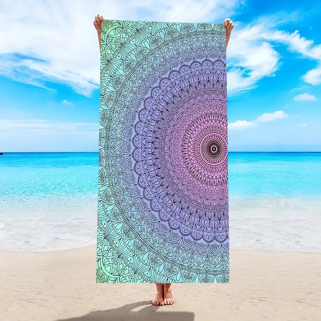 2D Flat Printed Nautical Theme Beach Towel Soft Peach Skin Quick Dry Bath Towel Swimming Pool Travel Summer Vacation Beach Decor