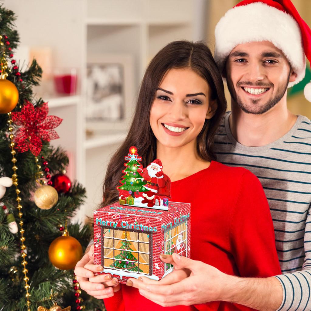 Holiday Santa Red House Money Box With Gift Box For Christmas Party Decorations