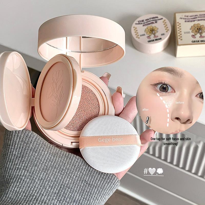 Gege Bear Makeup Cushion Cream Powder Compact: Concealer, Oil Control, Waterproof, Long-lasting Foundation.
