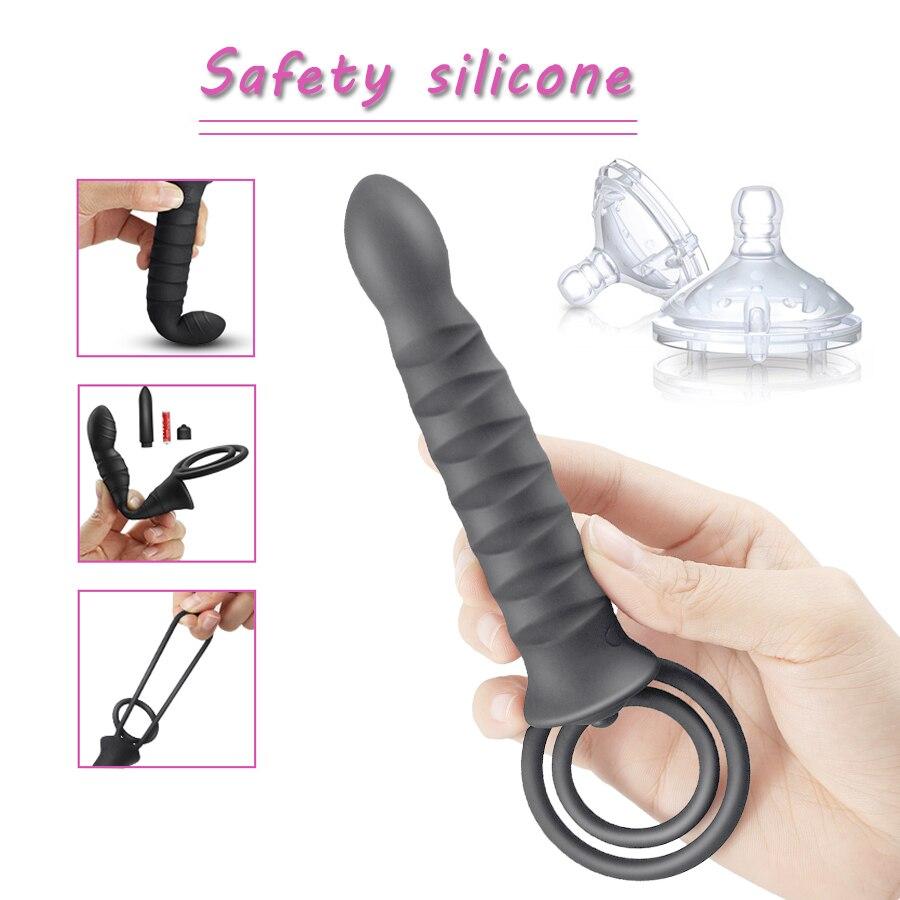 Double Penetration Dildo Vibrator 10 Mode Vibrator For Men Strap On Penis Vagina Plug Adult Sex Toys