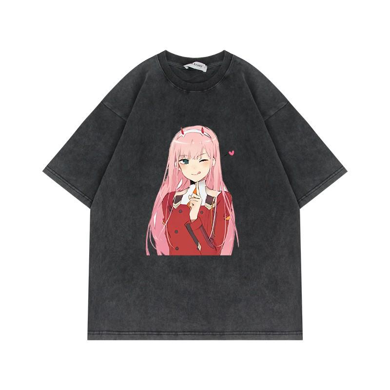 Übergroßes Anime-T-Shirt für Jungen 230g Baumwolle Vintage-Waschung Kurzarm Lässiges Oberteil