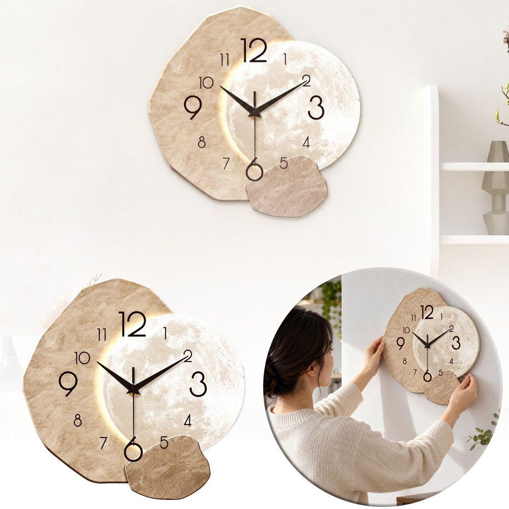 Silent Quartz Movement Wall Clock Moon Silent Wall Clock Artistic Moon Shape Clock Living Room