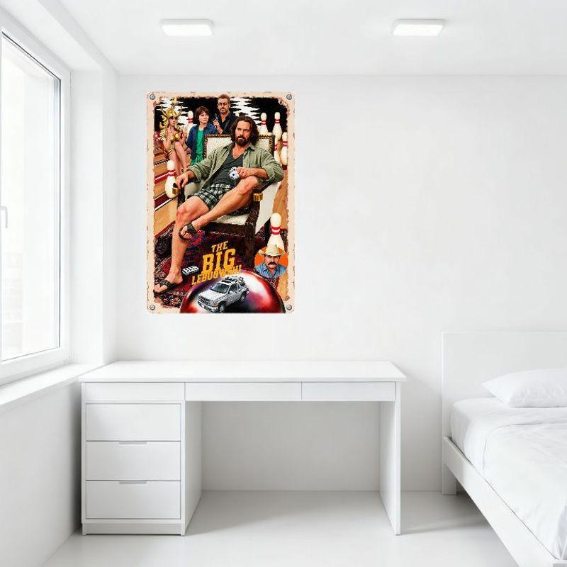The Big Lebowski Vintage Movie Metal Tin Sign - Bowling Scene Plush Chair Man, Goddess Armor Woman, Retro SUV, Home Decor for Ma