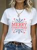 (Asian Size) Lovely Style Cute Merry Christmas Women's Top Short Sleeve T-shirts O-neck T Shirt Print Fashion Casual New Year Clothing Graphic Tee