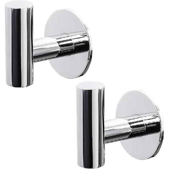 Kruodop Adhesive Hooks Towel Hooks for Bathroom,2 Packs Wall Mount Towel Holder, Matte Wall Robe Hook,Stainless Steel Heavy Duty Door Hanger Towel 1