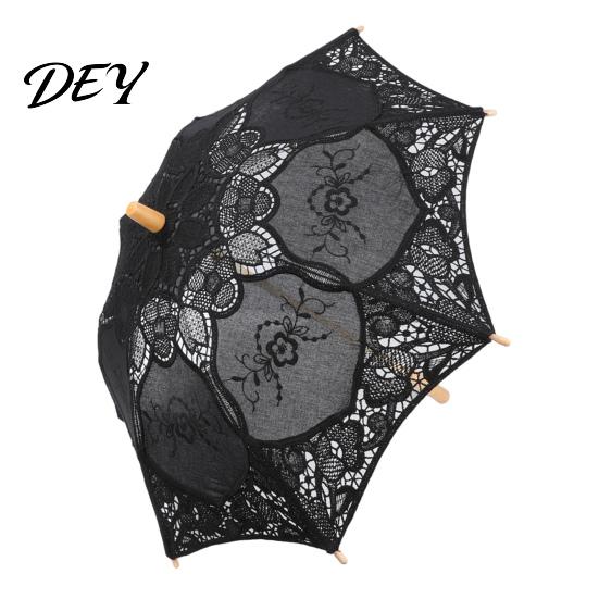 Anti-UV Regenparaplu Vintage Gotische Kantparaplu, Zwarte Bruidsparaplu voor Halloween Heksen Cosplay, Huwelijksdecoratie, Podiumvoorstelling