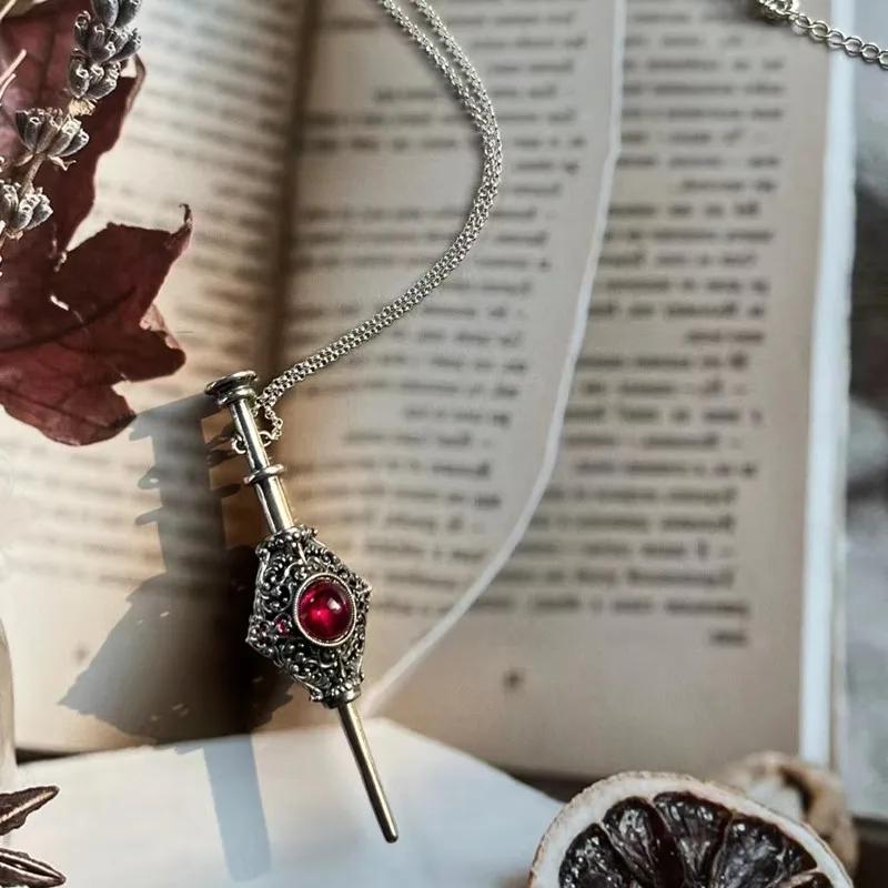 Magic Witch Necklace Women's Vintage Blood Pack Removable Witch Wand Pendant Cosplay Jewelry Couple New Lover