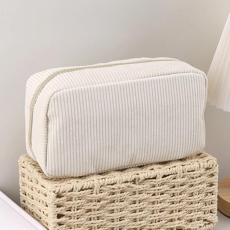 Corduroy Pencil Case Large Capacity Pencil Cases Stationery Solid Color Makeup Bag Trousse Kawaii School Supplies Pencil Pouch