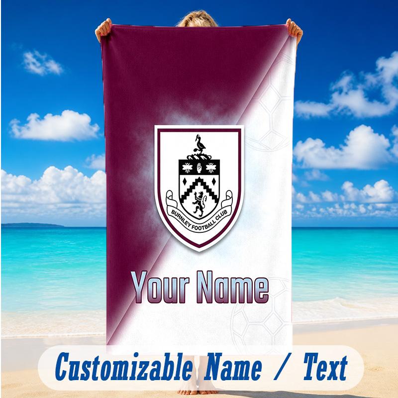Beach Towel Custom Name Text, Quick Dry Large Towel For Beach HomeBurnley Football
