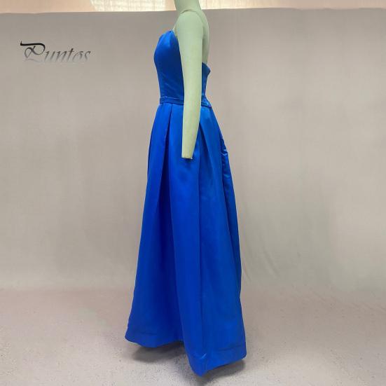 Dame Kveldskjole Bandeau Off Shoulder Ryggløs Ermeløs Høy Splitt A-linje Stor Sving Plissert Glidelåslukking Bak Ytelse Bryllup Maxikjole