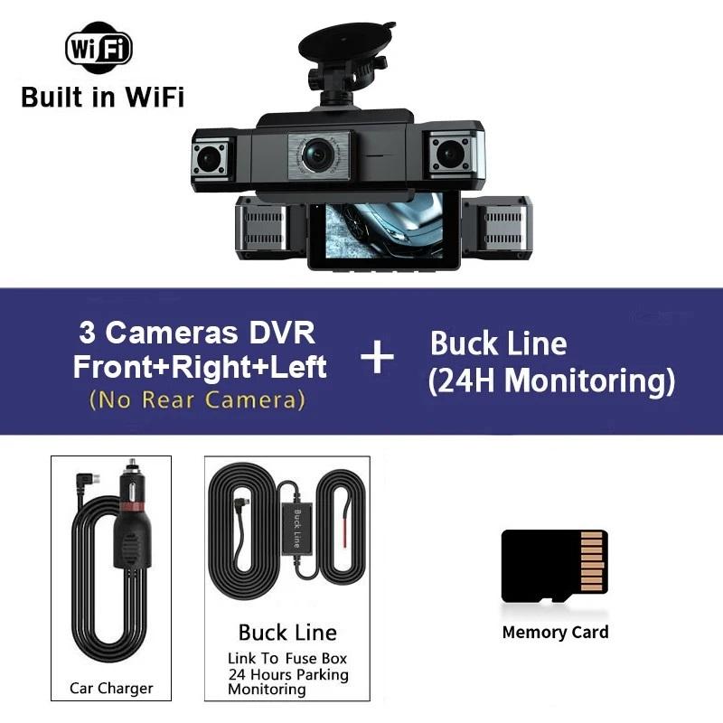 1080P Quad Dash Cam, 4-Channel 4-Screen Display, WiFi, Phone Sync, Rear View, Night Vision, Wide Angle