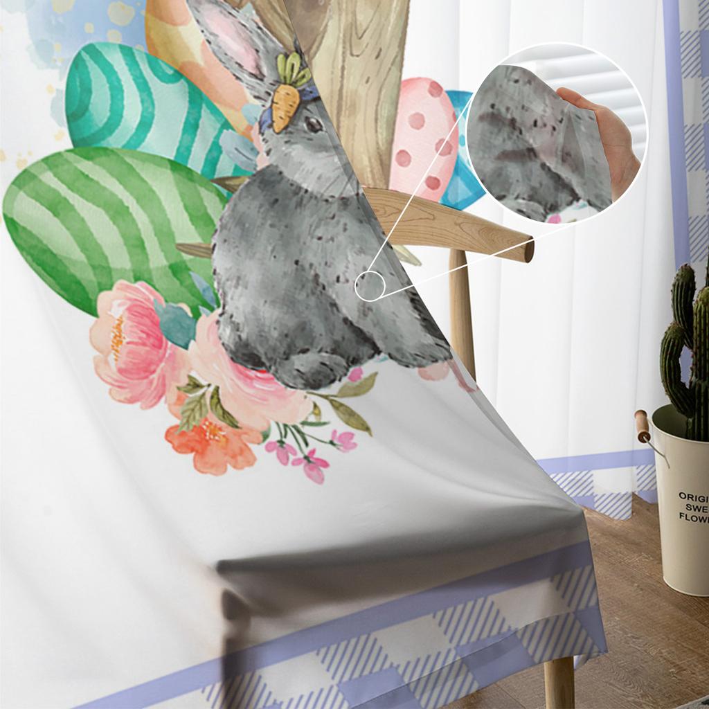 Easter Rabbit Flowers Tulle Curtains For Living Room Bedroom Voile Sheer Curtain Window Home Decor Drapes