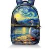 Cartoon Kpop Youthful School Bags Unisex Oil Painting Cat Dog Animal Travel Bags 3D Print Oxford Notebook Shoulder Backpacks