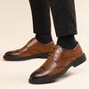 Leather Shoes Men's Brock Dress Hollow Leather Shoes Summer Breathable Men's Wedding Groom Shoes 2025