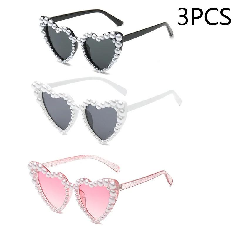 New In Luxury Fine Shimmering Love Pearl Sun Glasses Women Heart Glasses Casual Bling Sunglasses Lentes  Mujer