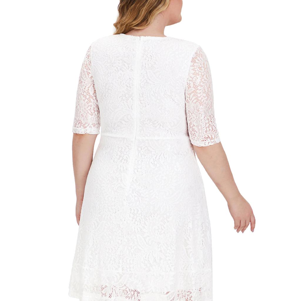 Stylish and Versatile Midi Dress In Plus Size with Semi-Sheer Sleeves