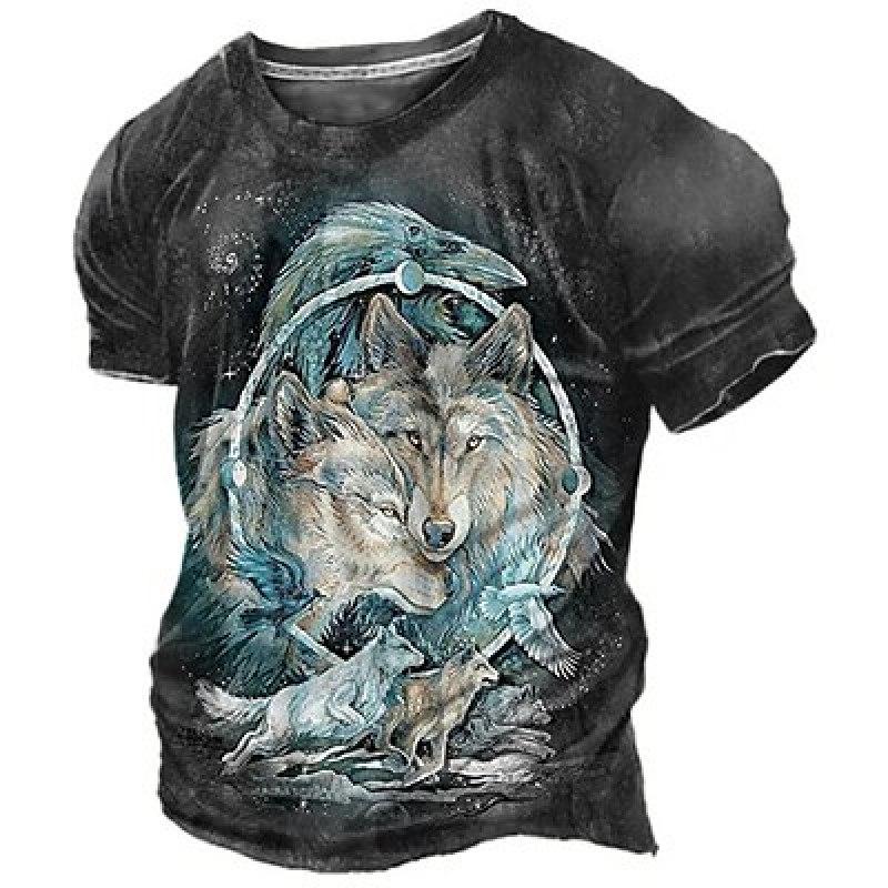 

Муж. Футболка Футболка Графика Животные Волк Круглый вырез Одежда Одежда 3D принт На открытом воздухе Повседневные С короткими рукавами С принтом Модельер Винтаж 6XL