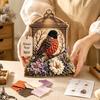 Dekorative Laterne Bastelset 3D Stoff-Poke-Art, DIY Vogel-Erinnerung Blumen-Set und Muster, Punch Needle Set für Erwachsene, Haus Tisch Kaminsims Dekoration