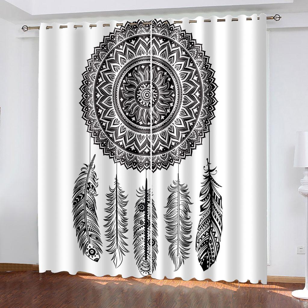 

Плотные шторы Dreamcatcher для спальни, гостиной, термоизоляционные шторы для окон в стиле бохо, декор(2Панели) Кортина W132cm x H160cm&Grommet