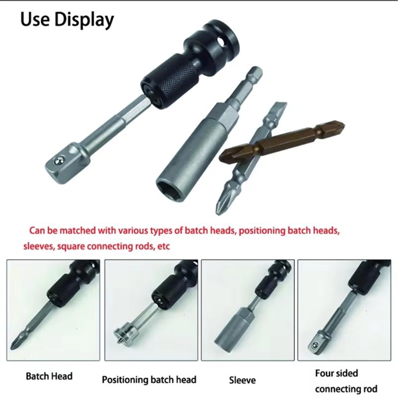 5pcs Drill Socket Adapter 1/2 inches  Square drives to 1/4 inches  Hex Shanks for Impact Wrenches & Screwdriver Bit Conversion