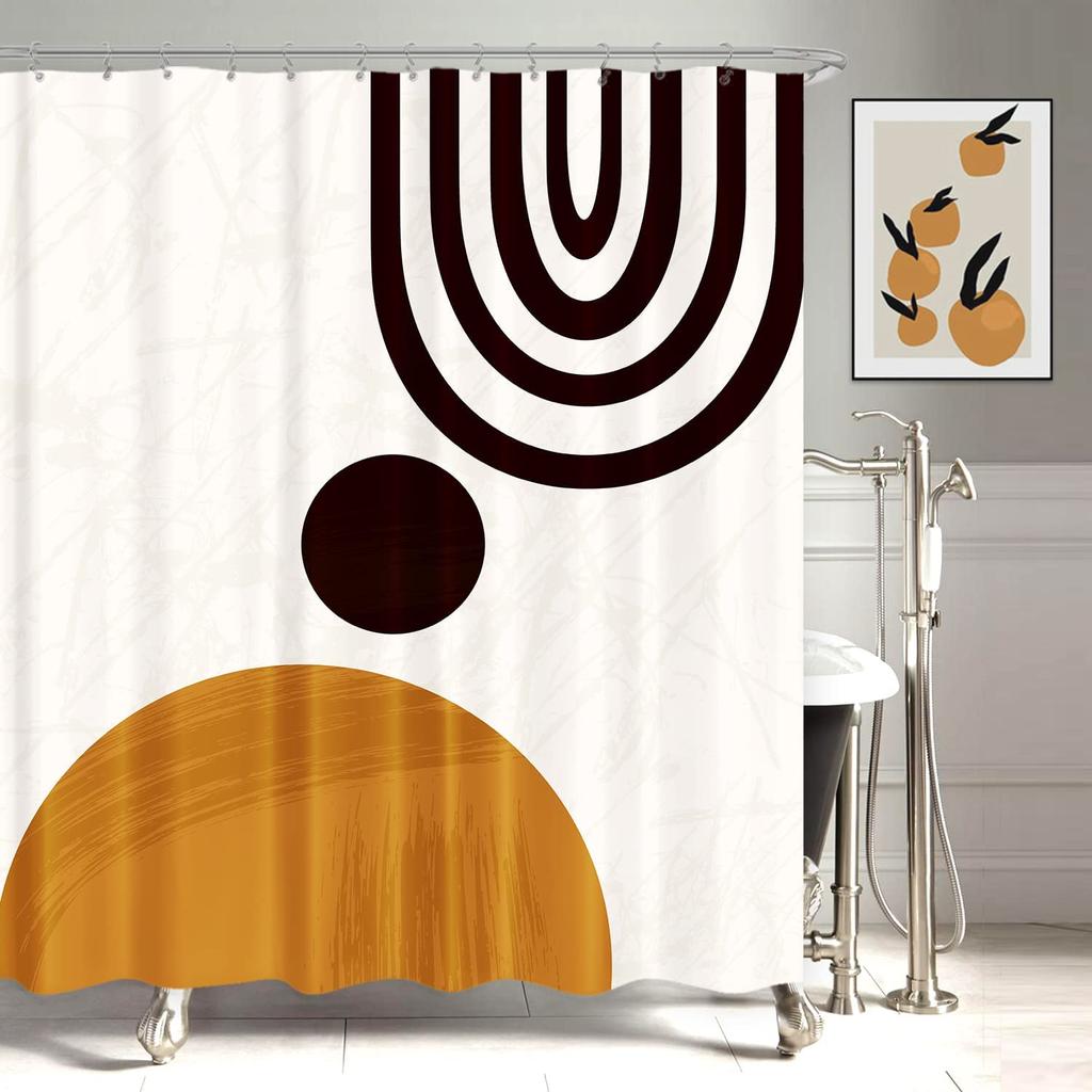 Nordic Wind Abstract Art Shower Curtain Waterproof Polyester Fabric Bath Curtain Morandi Color Block Curtains For Bathroom Decor