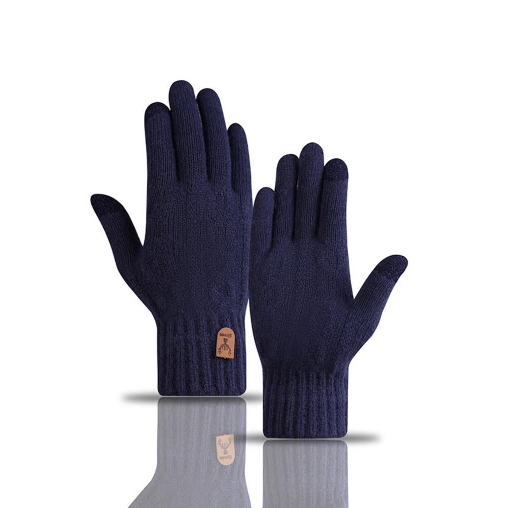 Winter Warm Gloves Screen Plus Velvet Thickened Knitted Cycling Gloves