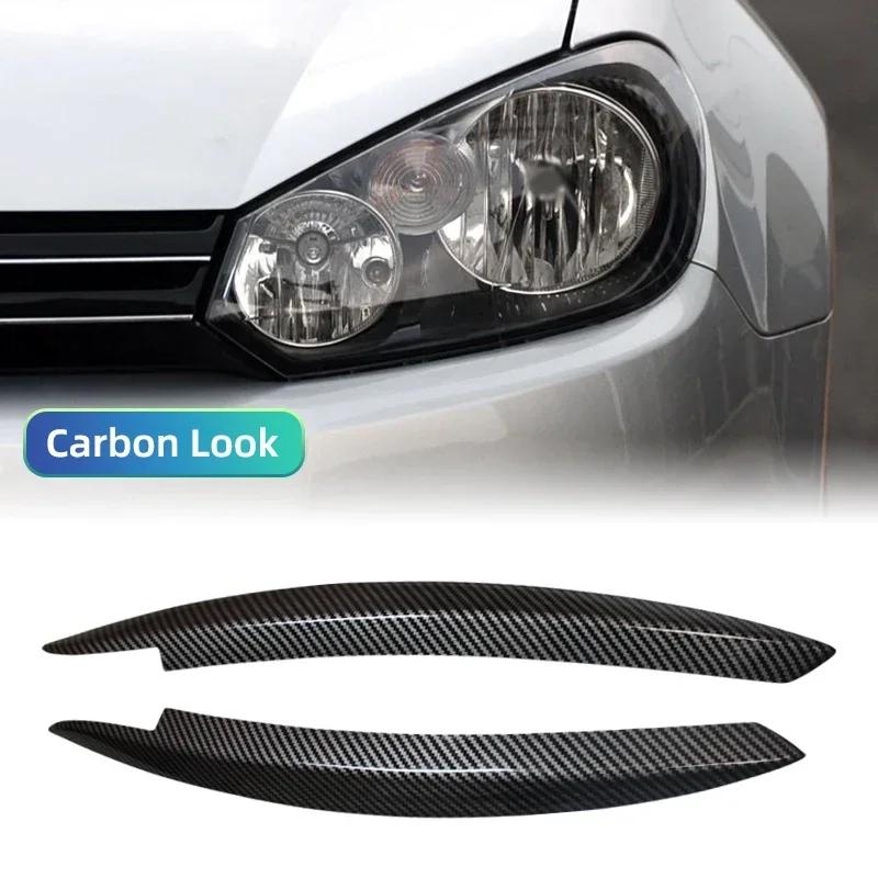 2PCS for VW Golf 6 MK6 GTI GTR 2008-2013 Car Accessories Black Headlight Eyebrow Eyelid Cover Decorative Trim