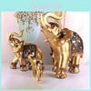 Premium Quality Resin Delicate Stuff Golden Fortune Elephants Ornaments For Stylish Home And Office Decoration